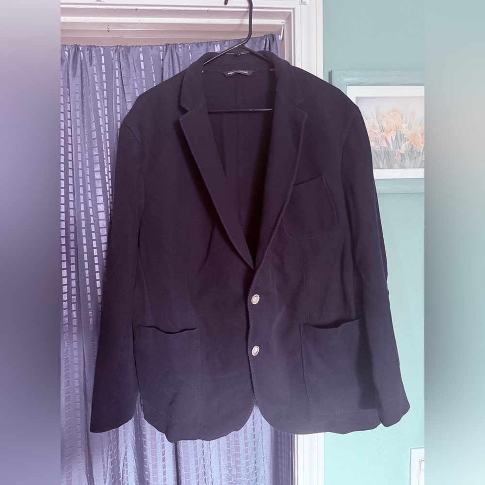 Riviera Red Men’s Navy Blue 100% Cotton Blazer Jacket 48T XL  Fit Portugal